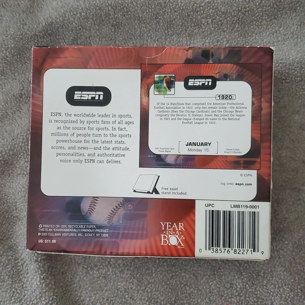 NWT, ESPN 2001 Desk Calendar, Trivia